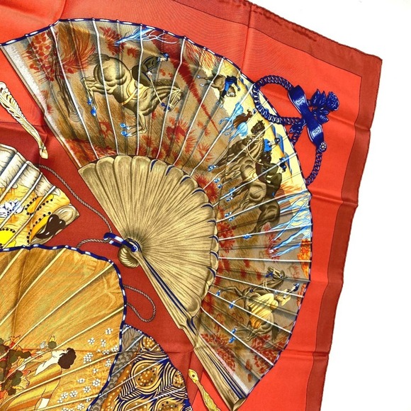 HERMES Red Silk Scarf - Picture 6 of 13